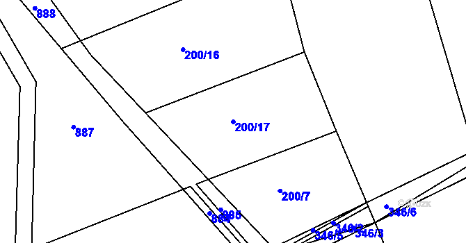 Parcela st. 200/17 v KÚ Bílsko u Hořic, Katastrální mapa