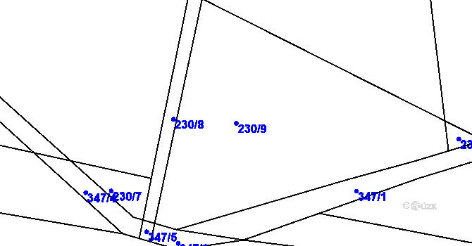 Parcela st. 230/9 v KÚ Bílsko u Hořic, Katastrální mapa