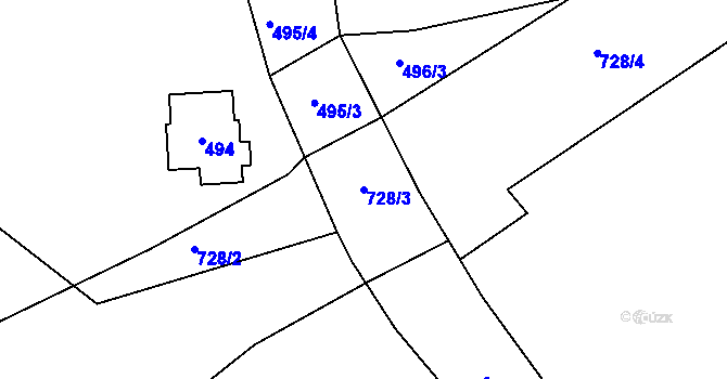 Parcela st. 728/3 v KÚ Dobranov, Katastrální mapa