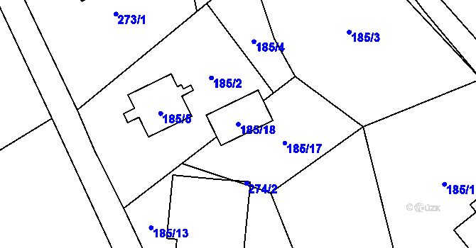 Parcela st. 185/18 v KÚ Dobranov, Katastrální mapa
