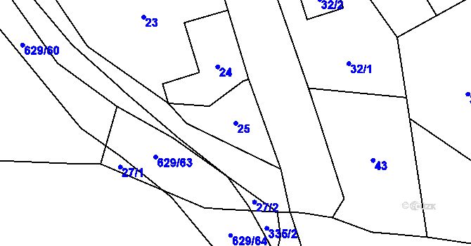Parcela st. 25 v KÚ Dobranov, Katastrální mapa