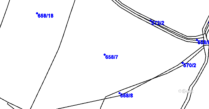 Parcela st. 658/7 v KÚ Dobranov, Katastrální mapa