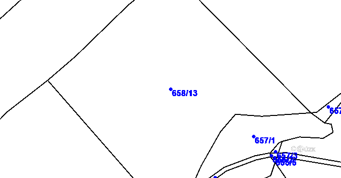 Parcela st. 658/13 v KÚ Dobranov, Katastrální mapa