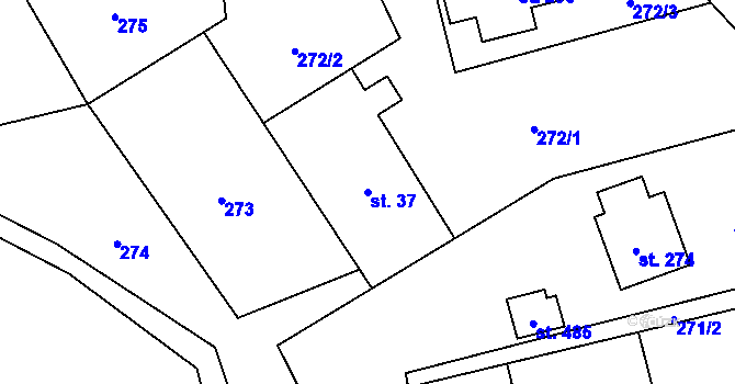 Parcela st. 37 v KÚ Dobratice, Katastrální mapa