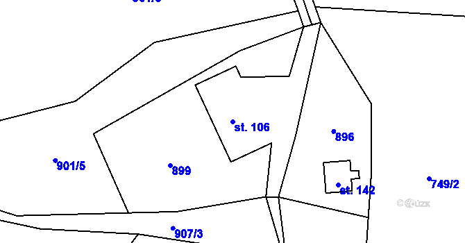 Parcela st. 106 v KÚ Dobratice, Katastrální mapa