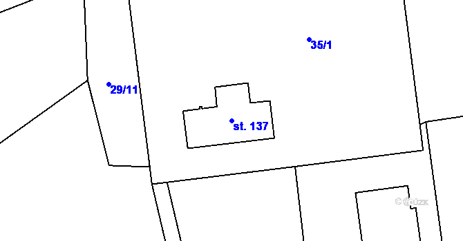 Parcela st. 137 v KÚ Dobratice, Katastrální mapa