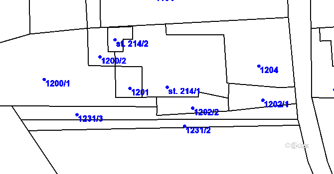 Parcela st. 214/1 v KÚ Dobratice, Katastrální mapa