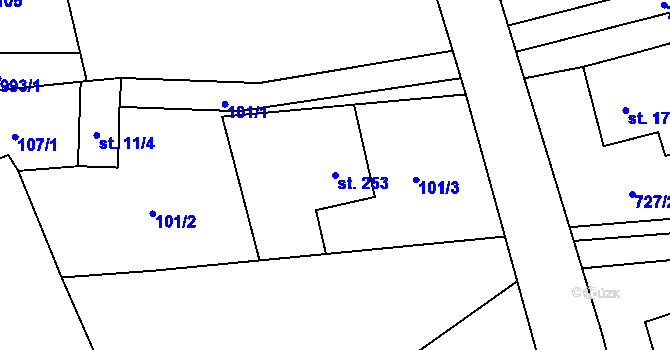 Parcela st. 253 v KÚ Dobratice, Katastrální mapa