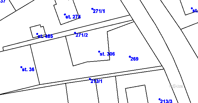 Parcela st. 306 v KÚ Dobratice, Katastrální mapa