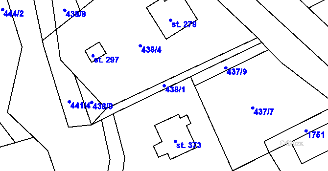 Parcela st. 438/1 v KÚ Dobratice, Katastrální mapa