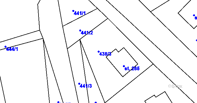 Parcela st. 438/3 v KÚ Dobratice, Katastrální mapa