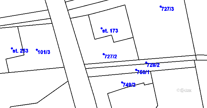 Parcela st. 727/2 v KÚ Dobratice, Katastrální mapa