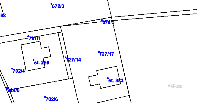 Parcela st. 727/17 v KÚ Dobratice, Katastrální mapa