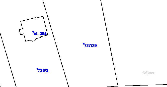 Parcela st. 727/29 v KÚ Dobratice, Katastrální mapa