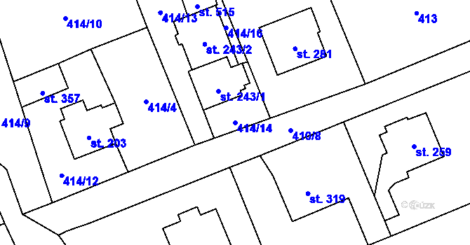 Parcela st. 414/14 v KÚ Dobratice, Katastrální mapa