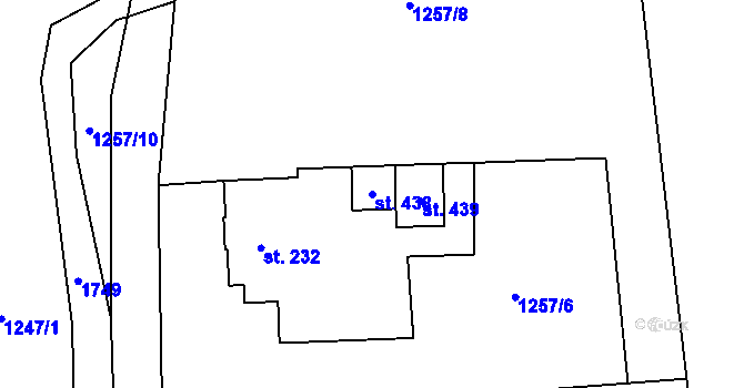 Parcela st. 438 v KÚ Dobratice, Katastrální mapa