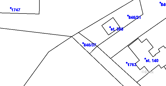 Parcela st. 846/37 v KÚ Dobratice, Katastrální mapa