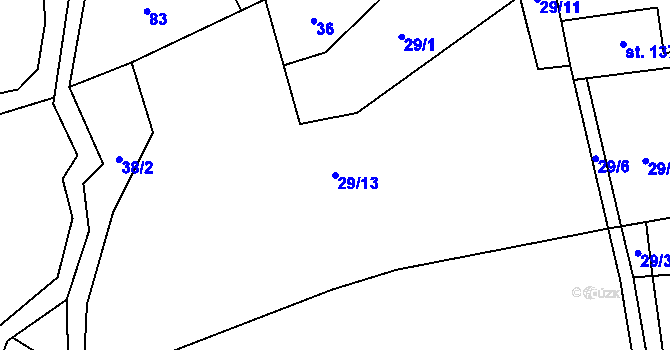 Parcela st. 29/13 v KÚ Dobratice, Katastrální mapa