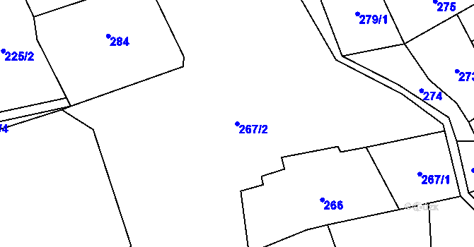 Parcela st. 267/2 v KÚ Dobratice, Katastrální mapa