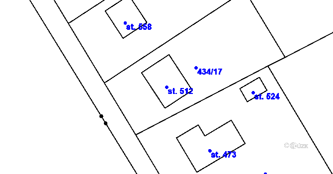 Parcela st. 512 v KÚ Dobratice, Katastrální mapa