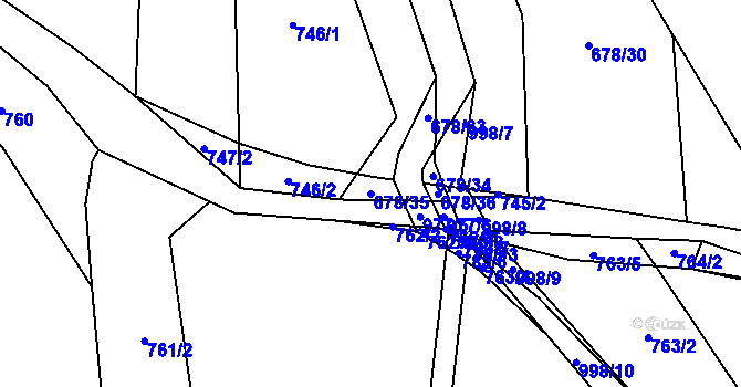Parcela st. 678/35 v KÚ Dobratice, Katastrální mapa