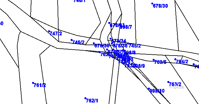 Parcela st. 762/2 v KÚ Dobratice, Katastrální mapa