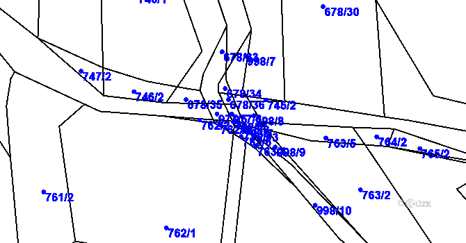 Parcela st. 762/4 v KÚ Dobratice, Katastrální mapa