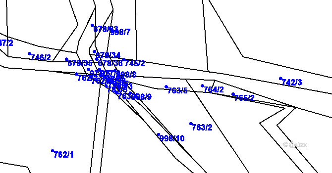 Parcela st. 763/5 v KÚ Dobratice, Katastrální mapa