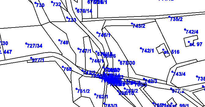 Parcela st. 998/6 v KÚ Dobratice, Katastrální mapa