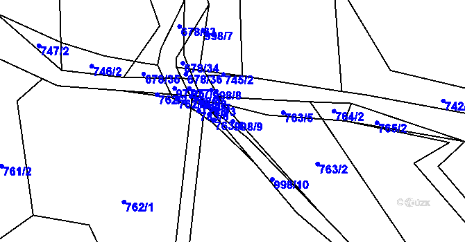 Parcela st. 998/9 v KÚ Dobratice, Katastrální mapa