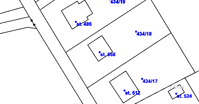 Parcela st. 558 v KÚ Dobratice, Katastrální mapa