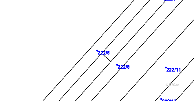 Parcela st. 222/5 v KÚ Dobrčice, Katastrální mapa