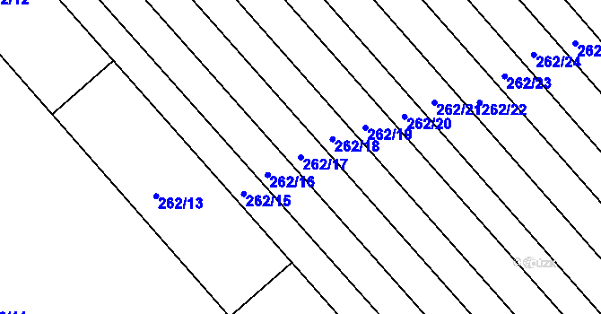 Parcela st. 262/17 v KÚ Dobrčice, Katastrální mapa