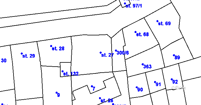 Parcela st. 27 v KÚ Dobrčice, Katastrální mapa