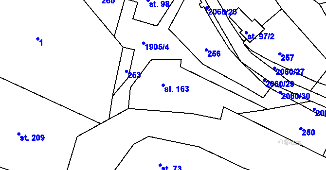 Parcela st. 163 v KÚ Dobré, Katastrální mapa