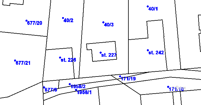 Parcela st. 227 v KÚ Dobré, Katastrální mapa