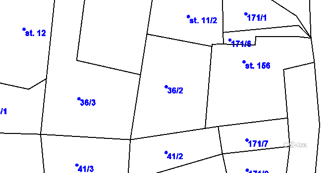 Parcela st. 36/2 v KÚ Dobré, Katastrální mapa