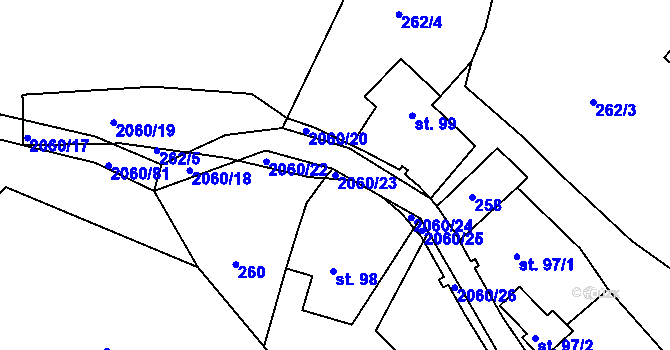 Parcela st. 2060/23 v KÚ Dobré, Katastrální mapa