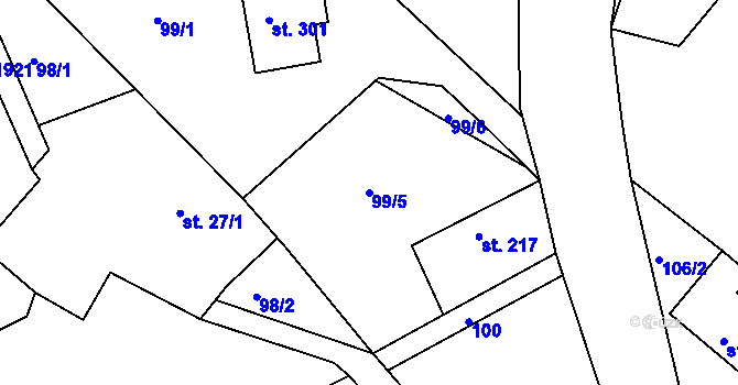 Parcela st. 99/5 v KÚ Dobré, Katastrální mapa