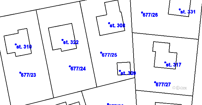 Parcela st. 677/25 v KÚ Dobré, Katastrální mapa