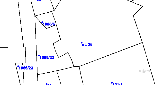 Parcela st. 25 v KÚ Hlinné u Dobrého, Katastrální mapa