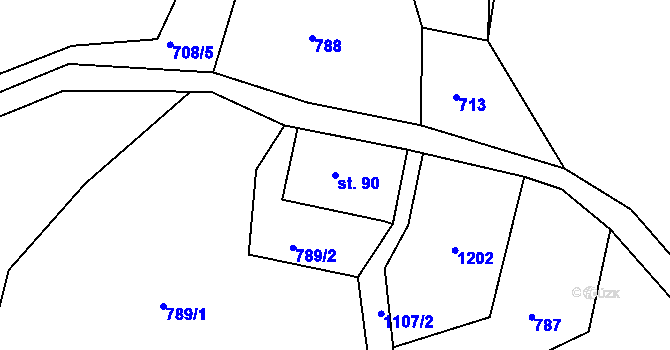 Parcela st. 90 v KÚ Hlinné u Dobrého, Katastrální mapa