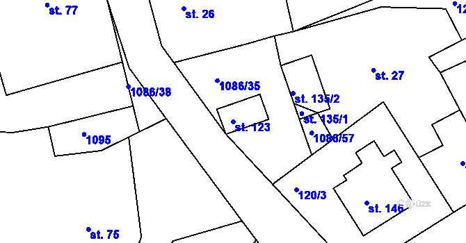 Parcela st. 123 v KÚ Hlinné u Dobrého, Katastrální mapa