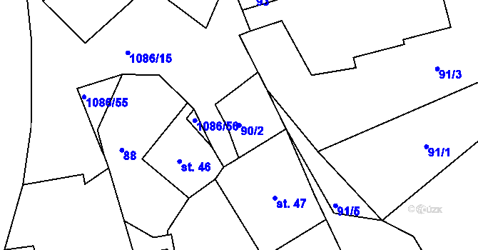 Parcela st. 90/2 v KÚ Hlinné u Dobrého, Katastrální mapa