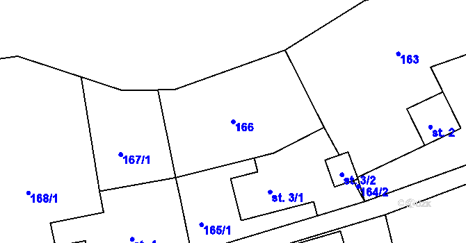 Parcela st. 166 v KÚ Hlinné u Dobrého, Katastrální mapa