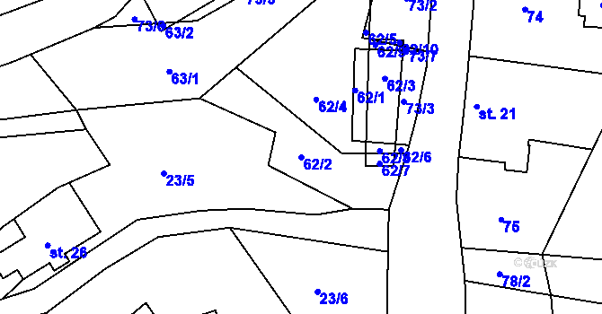 Parcela st. 62/2 v KÚ Kamenice u Dobrého, Katastrální mapa