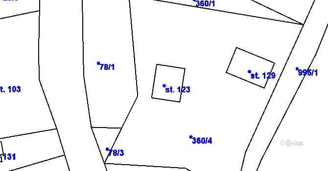 Parcela st. 123 v KÚ Kamenice u Dobrého, Katastrální mapa