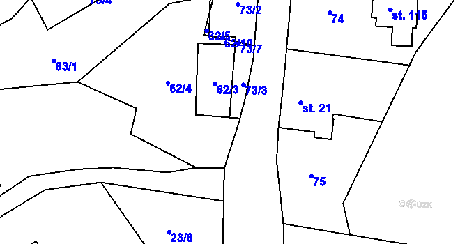 Parcela st. 62/6 v KÚ Kamenice u Dobrého, Katastrální mapa