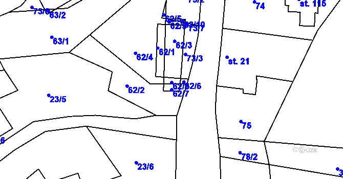 Parcela st. 62/7 v KÚ Kamenice u Dobrého, Katastrální mapa