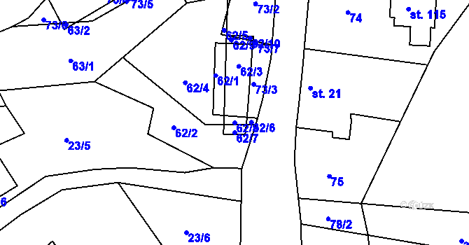 Parcela st. 62/8 v KÚ Kamenice u Dobrého, Katastrální mapa